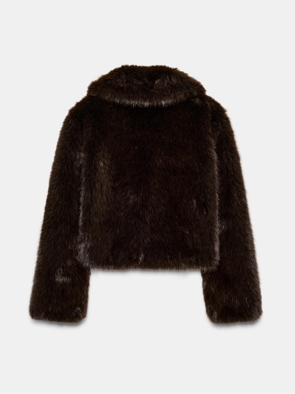 ZARA SHORT FAUX FUR LAPEL COLLAR COAT JACKET BROWN 6318/285 WINTER SKI - Picture 10 of 12